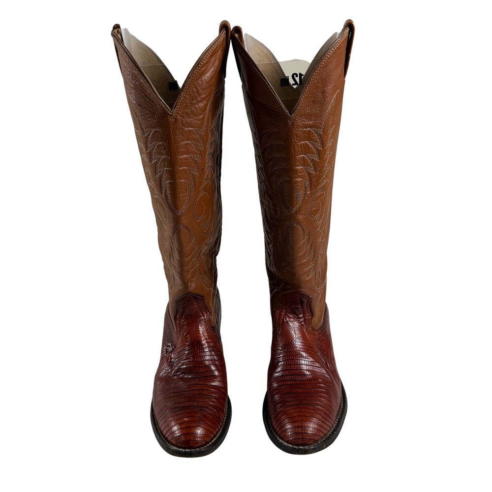 Vintage Nocona Cowboy Boots Womens 7B Brown Lizard Skin Exotic Leather Western